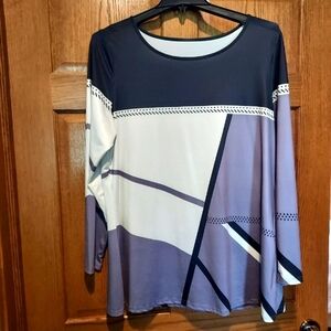 Women's Geometric Long Sleeve Top Size 16